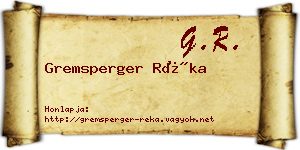 Gremsperger Réka névjegykártya